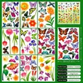 Set of 9 butterfly and spring flower static window stickers with 81 colorful pieces - Spring Window Sticker C01 (Butterfly and Flowers)