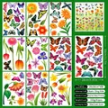 Set of 9 butterfly and spring flower static window stickers with 81 colorful pieces - Spring Window Sticker C01 (Butterfly and Flowers)