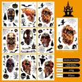 9 sheets of double-sided Halloween static cling decals with pumpkins and bats for glass - Halloween Pumpkin Wizard Style (Style J)