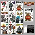 Set of 9 Halloween static stickers with vampires and skeletons for window decoration - Halloween Reaper Werewolf Style (Style L)