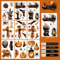 Halloween static window decals set with 9 sheets of pumpkin, bat and ghost designs - Halloween Scarecrow Mummy Style (Style X)