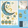 3D Mond und Sterne Wandaufkleber für Ramadan, PVC selbstklebende Deko in Blau und Gold - Ramadan Eid Laterne Wolken (K03)