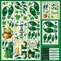 Detailed view of 9 sheets St. Patrick's Day window clings with shamrocks and gold coins - S10 Style (92 Pcs) / 20x30cm x 9 Sheets