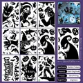 9-sheet set of black silhouette Halloween window static clings with pumpkins and bats - Halloween Black Silhouette Art Style (Style N)
