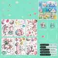 Foglio dettagliato di adesivi elettrostatici pasquali con coniglietti e uova decoro - Stile Coniglio Cartone Animato di Pasqua e Uova (F21)