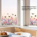 Pegatinas para ventanas con flores de primavera y mariposas para cristaleras - 30*30*3 Hojas / Adhesivo Estático de Primavera (J01)