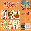 Set of 73 Thanksgiving static window clings featuring turkey, maple leaves, and pumpkins - Thanksgiving Turkey & Balloon Style (A021) / 20*30CM*6 Sheets