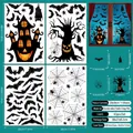 Detail showing 63 Halloween static window decals with bats, spiders and haunted castle - 20*30CM*4 Sheets (A021)