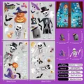 Detail view of 39pcs Halloween static window clings set featuring ghosts and pumpkins - Formal Skeleton Pumpkin Set (A025)