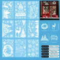 White snowflake and reindeer static Christmas window stickers set in 9 sheets pack - Christmas Static Window Sticker A037 / 20cm*30cm (Set of 9 Sheets)
