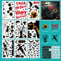 Detailed specs of Halloween window clings set with bats pumpkins and witch designs - Halloween Theme Mixed Patterns (W023)