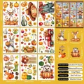 Pegatinas de otoño para ventanas con calabazas y animales, diseño de doble cara vibrante - Tema de Otoño G01 / 20*30cm*9 Hojas