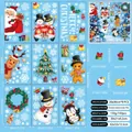 Lot de 9 stickers de Noël statiques avec Père Noël, renne et bonhomme de pain d'épices - Dessin Animé Pingouin de Noël et Bonhomme de Neige (2511)