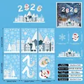 Detalle de pegatinas navideñas de doble cara con medidas de Papá Noel y renos decorativos - Juego De 6 Hojas (S16)