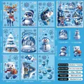 Detailblad van blauwe kerststickers met afmetingen van de kerstman, pinguïn en vlokken - Ijsblauw Cartoon Wonderland Serie (SD2506)