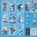 Detailblatt der blauen Weihnachtsfensterbilder mit Maßen für Weihnachtsmann und Pinguin - Eisblau Karikatur Wunderland Serie (SD2506)