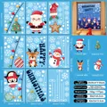 Dettagli del set da 9 fogli di adesivi natalizi per vetri con Babbo Natale e renne - Set da 9 Fogli 177 Componenti (S15) / Tema natalizio colorato
