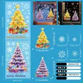 Detailed size guide of Christmas tree static window stickers with colorful snowflake decals - Set of 2 Sheets (S12AB)
