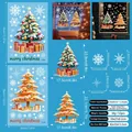 Detailed view of Christmas tree and snowflake static window clings with size dimensions - Set of 2 Sheets (S14AB)