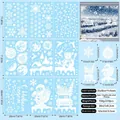 Detalle de 9 hojas de pegatinas navideñas con 239 copos de nieve blancos para ventanas - Estilo Cadena De Luces Casa De Nieve Silueta (E10)