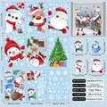 Detailed set of 9 Christmas window stickers featuring 196 festive cartoon decals 20x30cm - Colored Q Version Santa Claus Elk Style (E04)