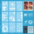 Detail set of 9 Christmas window stickers with Santa, snowflakes, and Russian greetings - White Nordic Style Santa (E37)