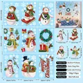 Detail of 9-sheet Christmas window clings set with snowman and snowflake designs - Colorful Snowman Garland Set (S31)