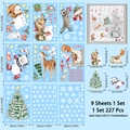 Détails du lot de 9 planches de stickers de Noël avec 227 décalcomanies d'animaux - Style d'Animaux de la Forêt Illustration Fait Main (S34)