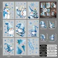 Detail of 9-sheet Christmas window stickers with Russian greeting and gnome motifs - Ice Blue Skating Gnome Style (E26) / 9 Sheets Set (123 Pieces)