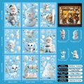 Detail view of 9-sheet 3D Christmas window clings set with Santa and snowman designs - 3D Colorful Cartoon Style (S08)