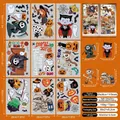 9 sheets of Halloween window clings featuring witches and pumpkins, size 20x30cm per sheet - Cartoon Monsters Theme (WSJ05)