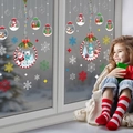 Close-up of colorful Christmas window clings with Santa Claus and snowflakes on glass - Christmas Ornaments Style (Static No Glue) / 40*60cm*2 Sheets