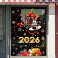 2026 Christmas window stickers with red bow bells and snowflakes for shop display - 40*55CM / Christmas Bell 2026 (Static Cling)
