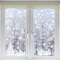 Pegatinas blancas de Navidad para ventanas con copos de nieve y renos en cristal - Estilo Decoración Copo De Nieve Casas En Hilera (E15)