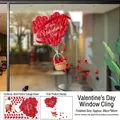 Detail von roten Herz-Heißluftballon-Fensteraufklebern mit Happy Valentine's Day Text - Herz-Heißluftballon-Korb-Stil (QRJ46004)