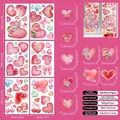 Detalle de un juego de 6 hojas que incluye 61 pegatinas estáticas de corazones para ventanas - Juego de 6 Hojas