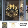 Golden Christmas tree and snowflake static window decals, size 40x40cm for holiday decor - Christmas Wreath / 40*40cm