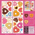 Detalle de 33 pegatinas de ventana de corazón con medidas y diseño de hoja - 4 Hojas/Set / Estilo Corazón Donut (QRJ23019)