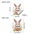 Easter bunny window sticker with hand-drawn brown rabbit and pink flower decor (30x30cm) - Cartoon Rabbit (CH33402) / 30*30cm