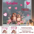 Dettaglio degli adesivi gufo per San Valentino con dimensioni 30x30cm e utilizzo - Stile Gufo e Cuore (CH33167) / 30*30cm (1 Foglio)