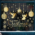 Golden Christmas window clings featuring Merry Christmas text, ornaments, and snowflake set - Christmas Hanging Decorations (40*50CM)