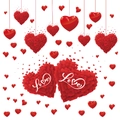 Adesivi di San Valentino a forma di cuore rosso con scritta Love per vetrine - 40x60cm (Rotolo di Cotone) / Cuore Rosso (QRJ46006)