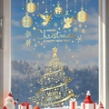 Golden Christmas tree and angel static window stickers for festive glass decoration - Combination 8