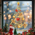 Golden Christmas tree window sticker with Merry Christmas text for festive glass decor - Christmas Tree C (40*50CM)