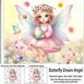 Detail showing Easter fairy window sticker with butterfly and floral decorations - Butterfly Dream Fairy with Egg (FHJ2613)