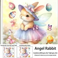 Dettaglio dell'adesivo murale con coniglio di Pasqua, cappello floreale e farfalle - Coniglietto Fata di Pasqua (FHJ2615) / 30x30cm Foglio Singolo