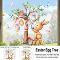 Detailed view of watercolor Easter egg tree window decals with bunnies and butterflies - Self-Adhesive Style (FHJ2603) / 30x60cm x 2pcs
