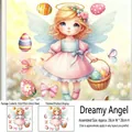Détail de stickers fenêtre ange de Pâques avec papillon et dimensions 30x30cm - 30cm*30cm*1 Feuille (Statique sans Trace) / Adhérence Statique de Pâques FHJ2614
