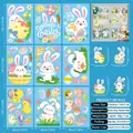 Dettaglio del set di 9 adesivi pasquali con 71 pezzi di coniglietti e uova colorate - Serie Pasquale (FHJ2602) / 20cmx30cm (Statico)