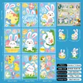 Detail of 9-sheet Easter window stickers set with 71 pieces of bunnies and colored eggs - Easter Series (FHJ2602) / 20cmx30cm (Static Cling)